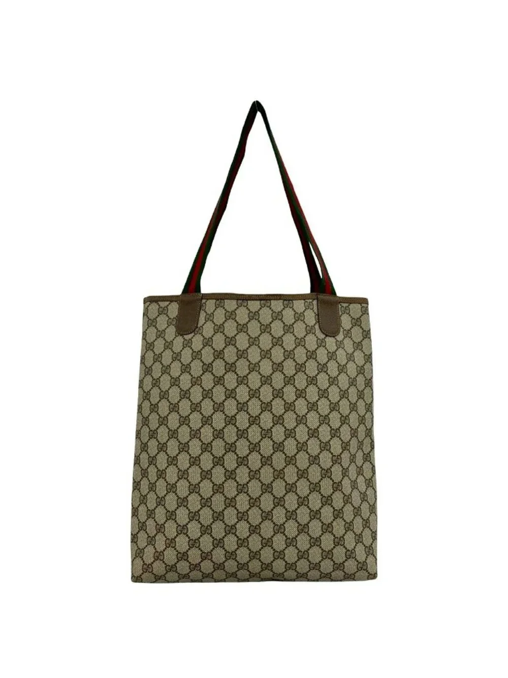 Gucci Vintage Sherry Line GG Logo Leather Tote Brown